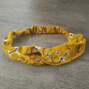 Yellow floral stretch knot headband